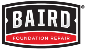 red, white and black horizontal Baird Foundation Repair Logo lockup