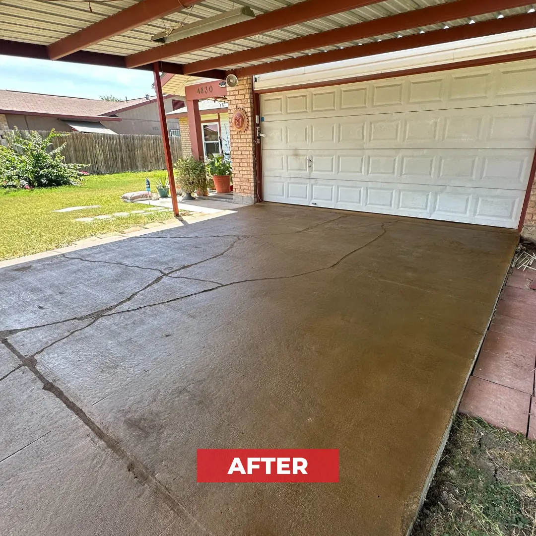 SA After Caramelwebp San Antonio driveway after our 3 part concrete system