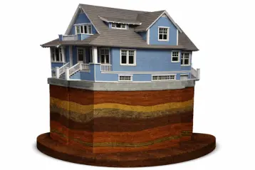 Cutaway illustration showing a home’s foundation and layered Texas soil, explaining common foundation problems discussed by Baird Foundation Repair.