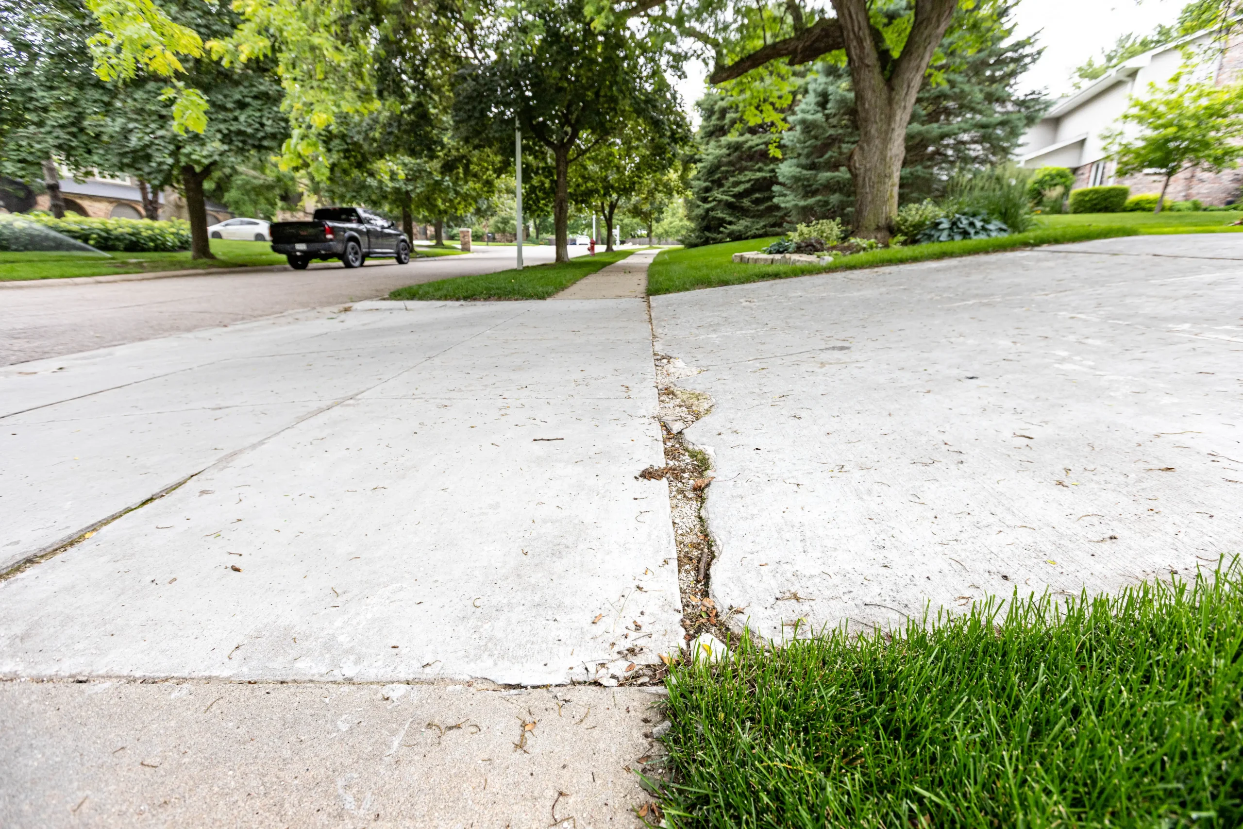 damaged apron of driveway