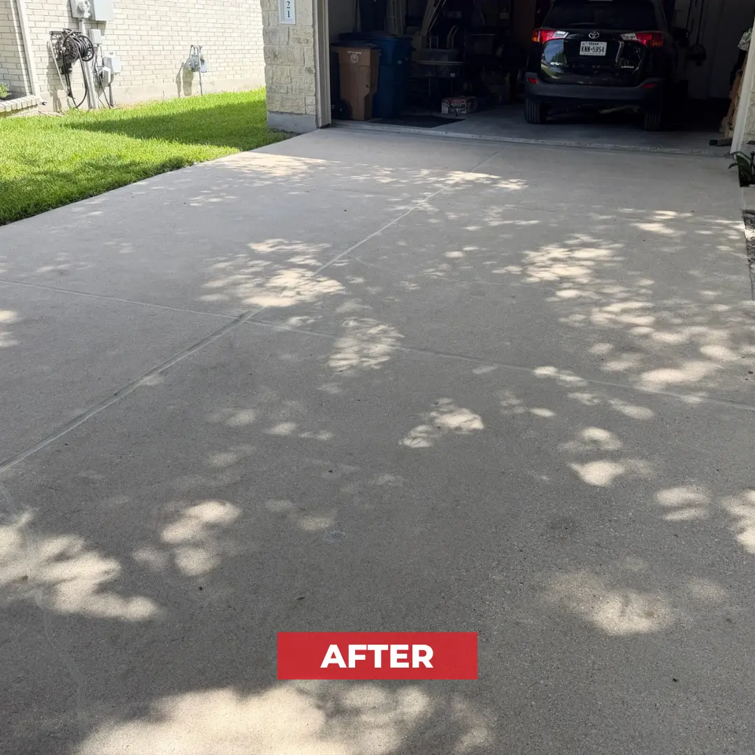 Driveway repair in Austin Texas with trip hazards eliminated after our 3 part concrete repair